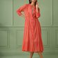 Coral Cotton Stripe Jacket Dress