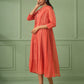 Coral Cotton Stripe Jacket Dress