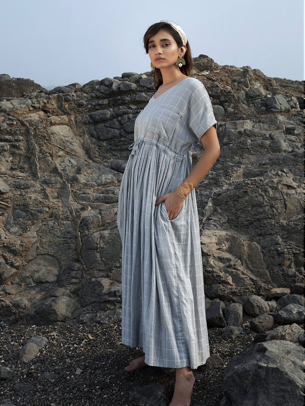 Grey cotton shop maxi dress