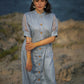 Grey Cotton Silk Shirt Dress