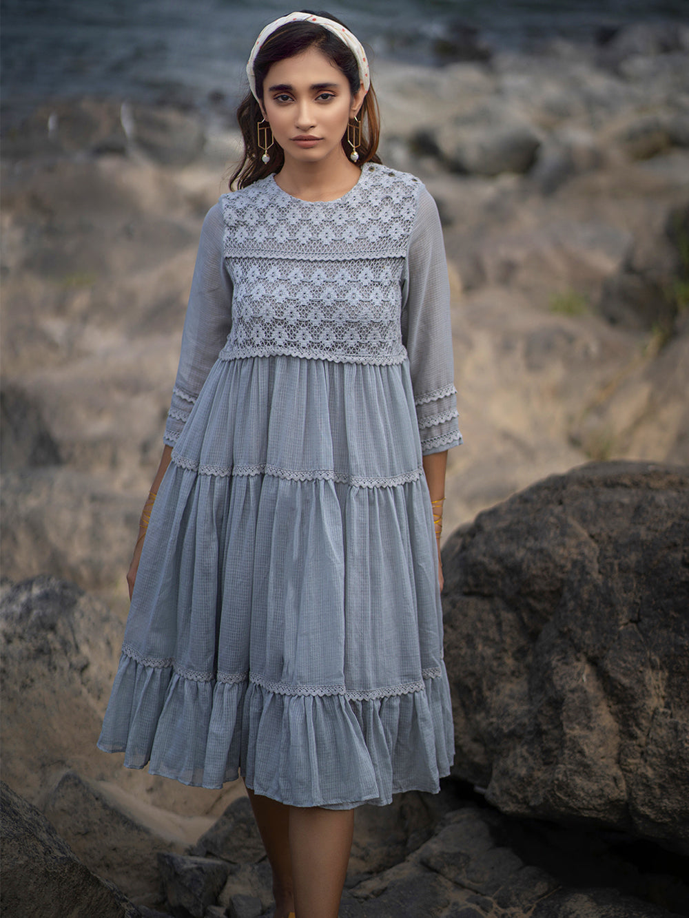 Grey Kota Tiered Dress