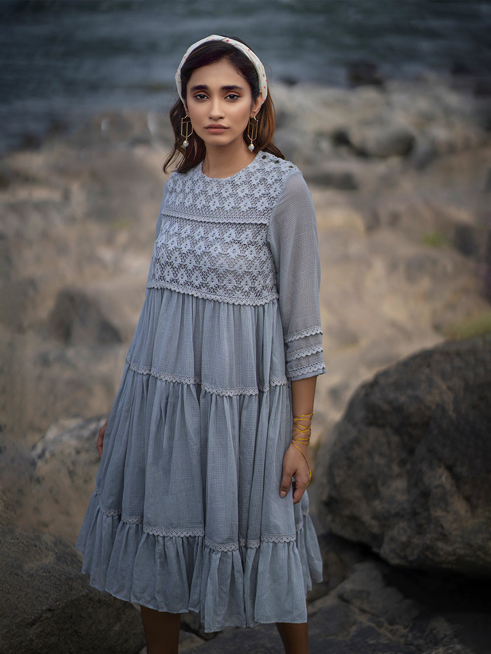 Grey Kota Tiered Dress