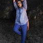 Indigo & Peach Chanderi Shirt with Pants Set