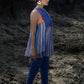 Indigo & Peach Chanderi Top with Pants Set