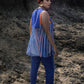 Indigo & Peach Chanderi Top with Pants Set