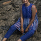 Indigo & Peach Chanderi Top with Pants Set