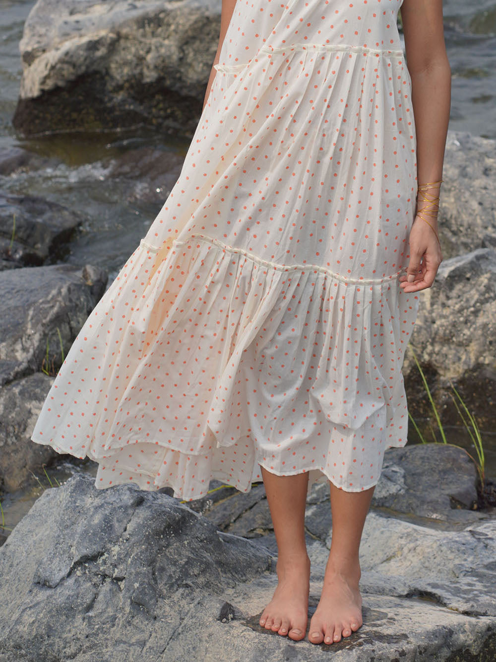 Ivory Cotton Tiered Maxi Dress