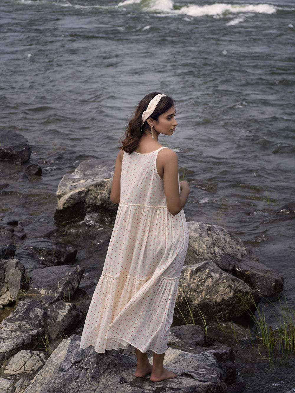 Ivory Cotton Tiered Maxi Dress