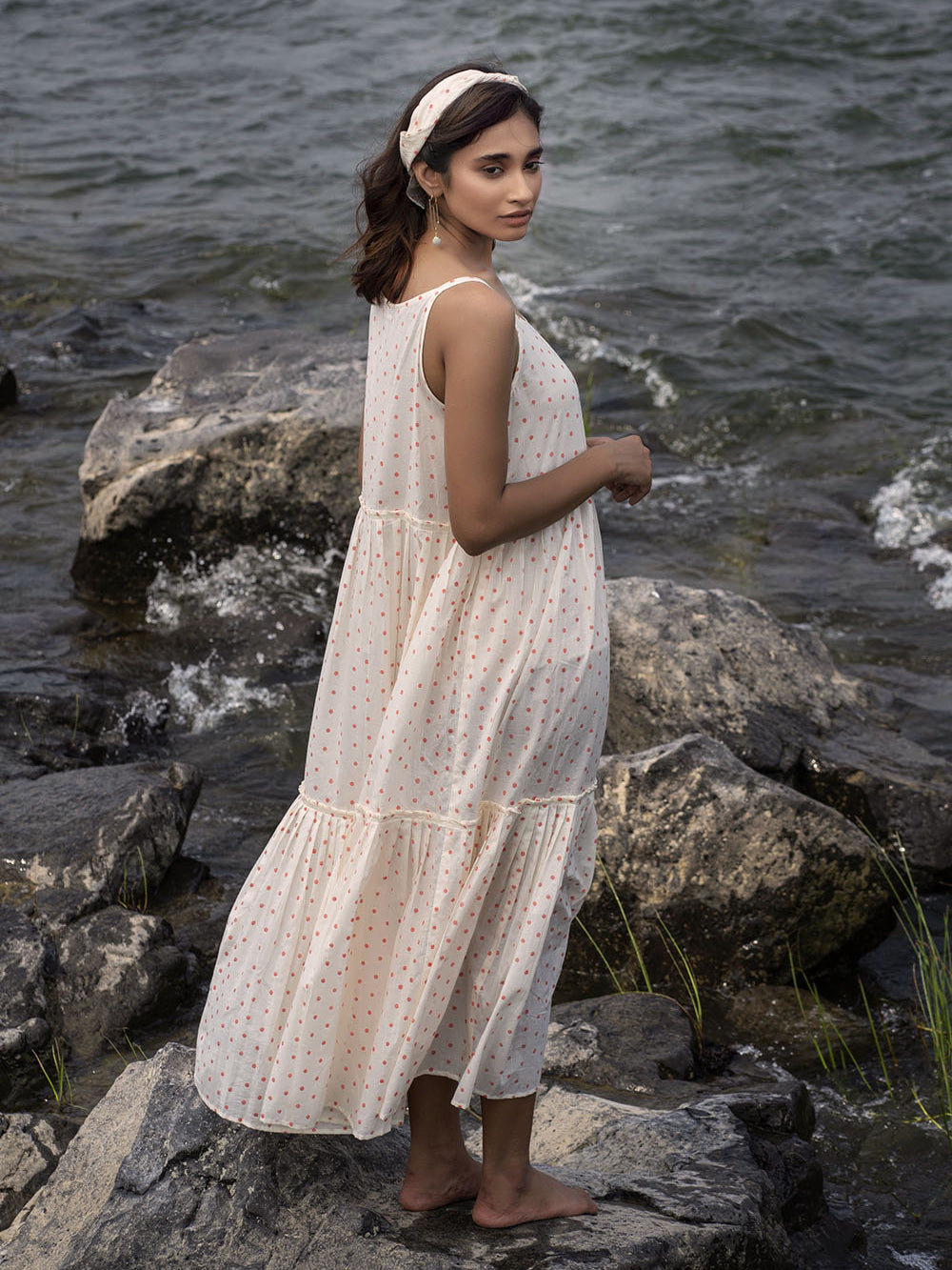 Ivory Cotton Tiered Maxi Dress