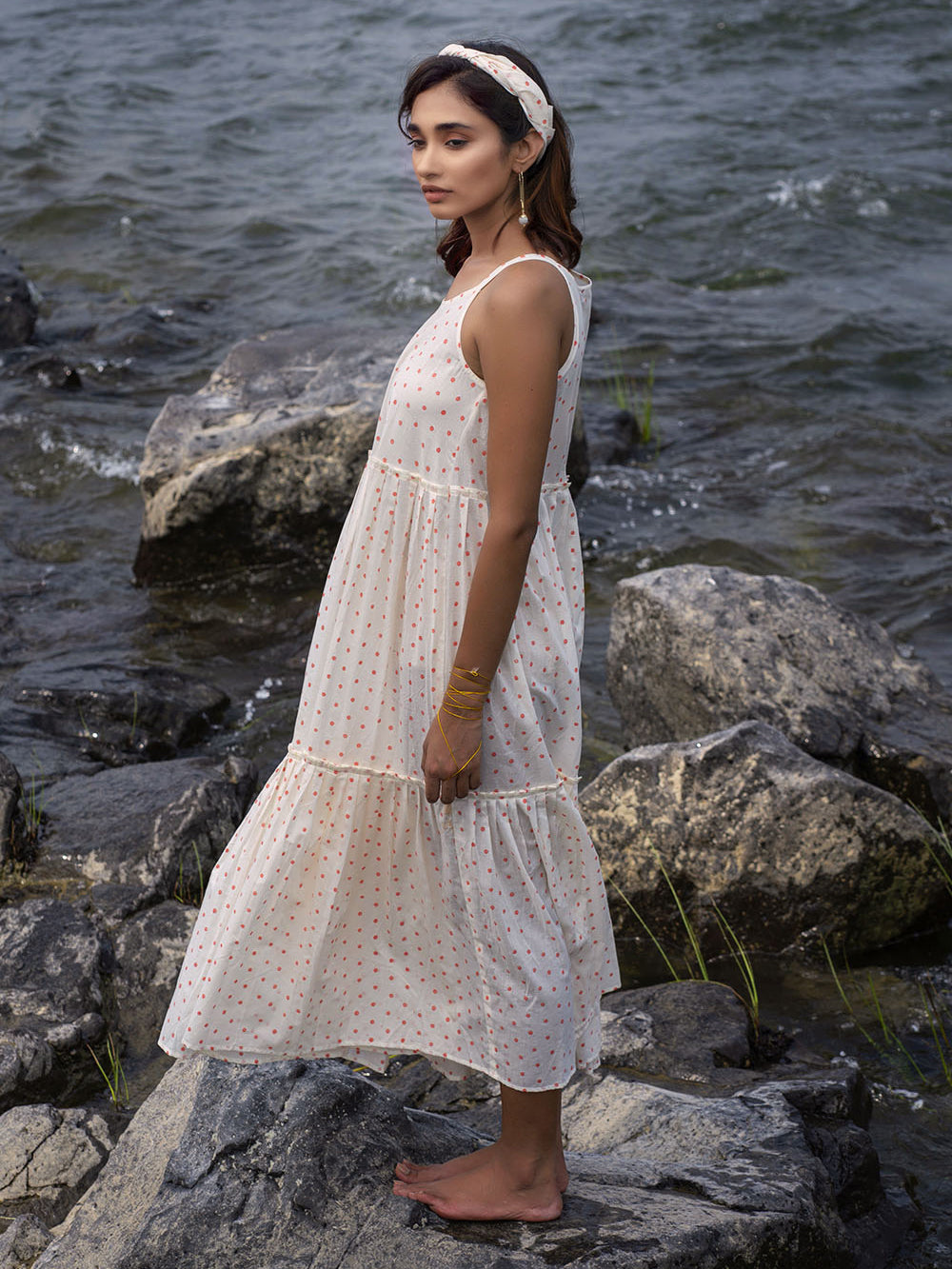 Ivory Cotton Tiered Maxi Dress