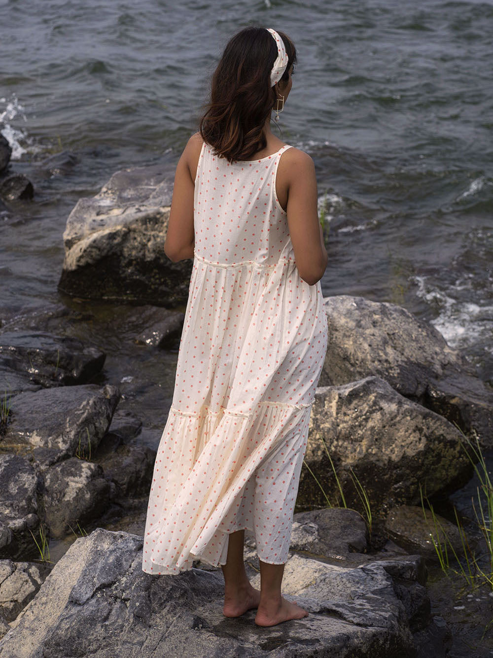 Ivory Cotton Tiered Maxi Dress