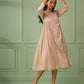 Old Rose Cotton Silk Gathered dress