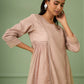 Old Rose Cotton Silk Gathered dress