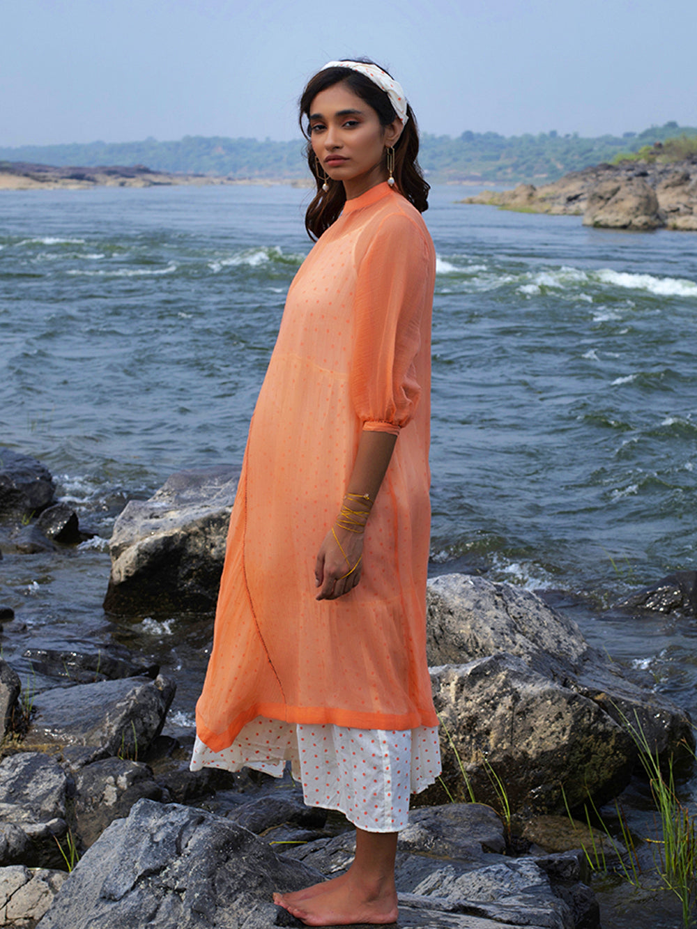 Peach Chanderi Dress