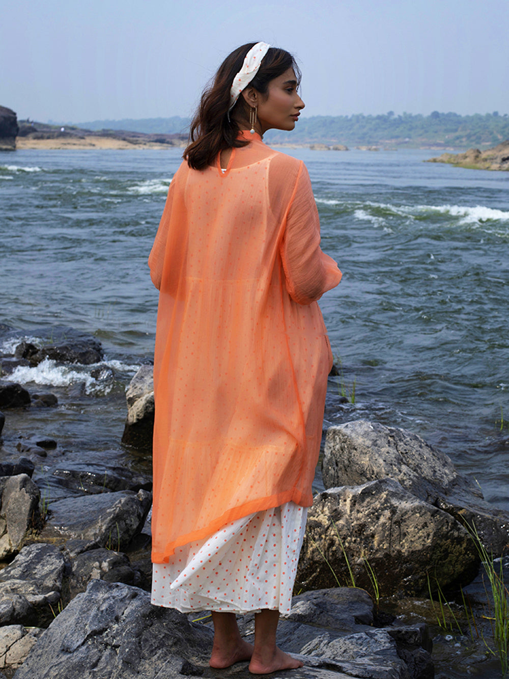 Peach Chanderi Dress