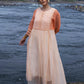 Peach Chanderi Maxi Dress