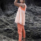 Peach Chanderi Top with Pants Set