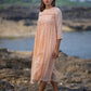 Peach Cotton Gathered Dress