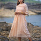 Peach Cotton Gathered Dress