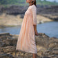 Peach Cotton Gathered Dress