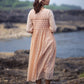 Peach Cotton Gathered Dress