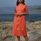 Peach Cotton Silk Shirt Dress