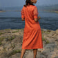 Peach Cotton Silk Shirt Dress