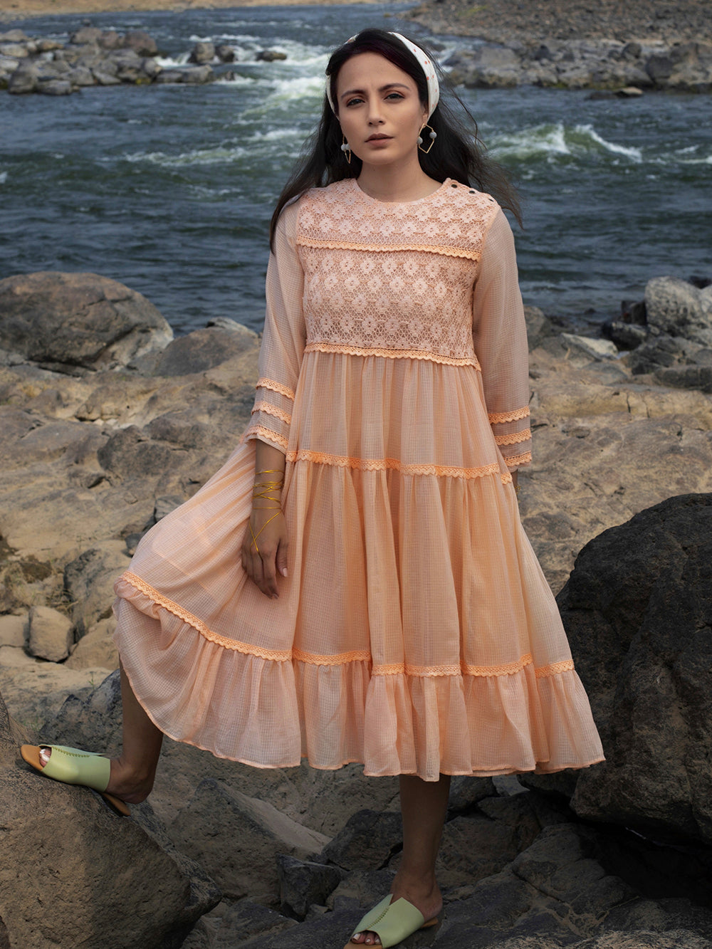 Peach Kota Tiered Dress