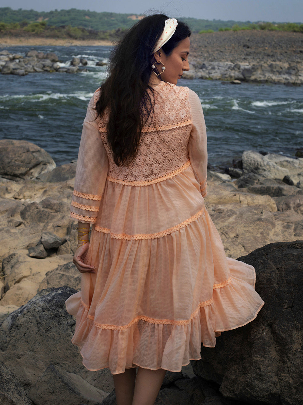 Peach Kota Tiered Dress