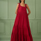 Red Breezy Tiered Cotton Maxi Dress