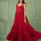 Red Breezy Tiered Cotton Maxi Dress