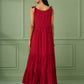 Red Breezy Tiered Cotton Maxi Dress