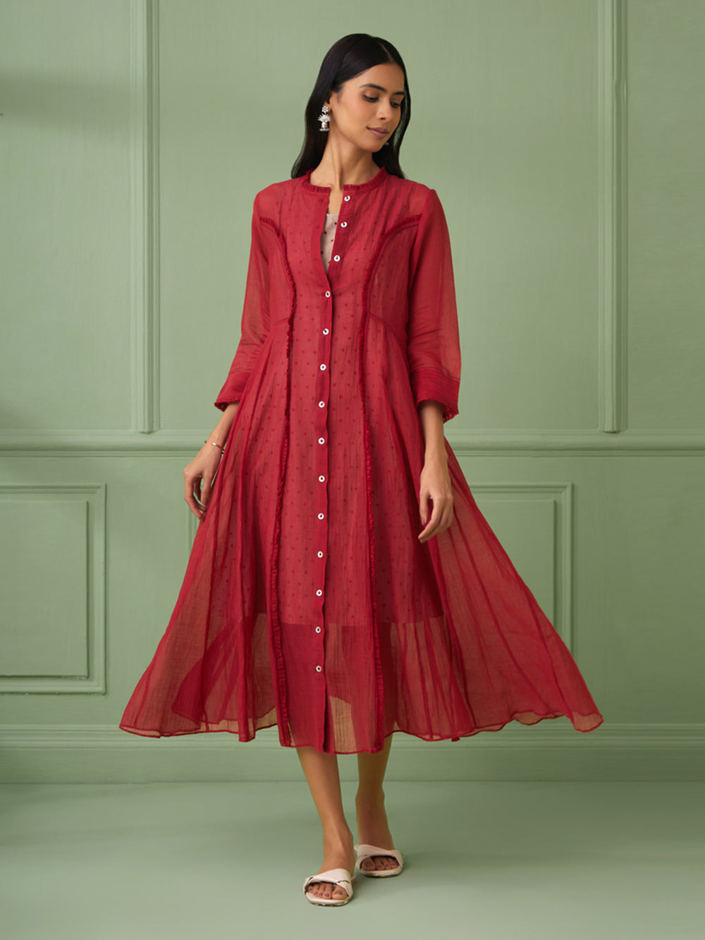 Red Cotton Jacket Dress