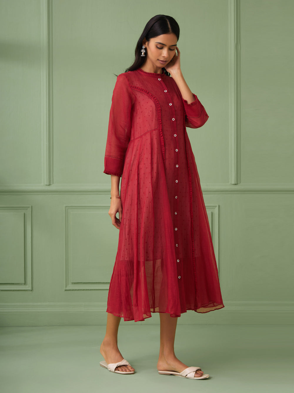 Red Cotton Jacket Dress