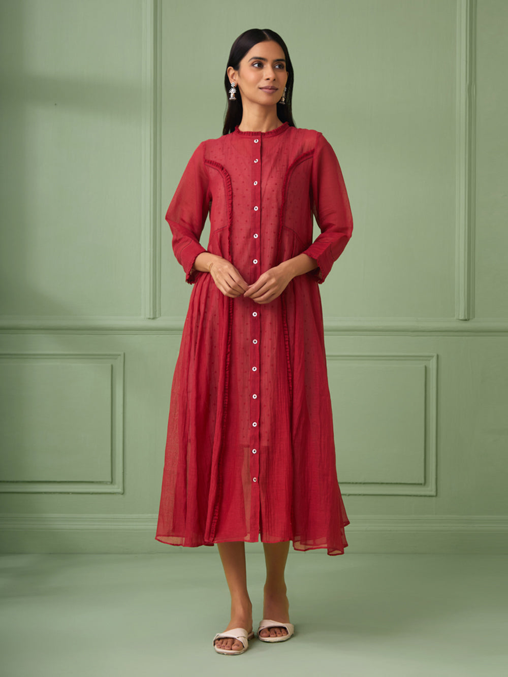 Red Cotton Jacket Dress