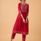 Red Cotton Kurta with Pants and Dupatta Set of 3