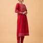 Red Cotton Kurta with Pants and Dupatta Set of 3