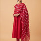 Red Cotton Kurta with Pants and Dupatta Set of 3