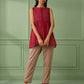 Red Cotton Shirt with Pants Set