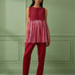 Red Cotton Shirt with Pants Set