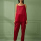 Red Cotton Shirt with Pants Set