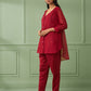 Red Cotton Shirt with Pants Set