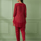 Red Cotton Shirt with Pants Set