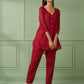 Red Cotton Shirt with Pants Set