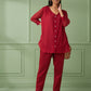 Red Cotton Shirt with Pants Set