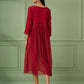 Red Cotton Silk Gathered dress