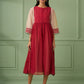 Red Cotton Silk Maxi Dress