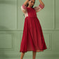 Red Cotton Silk Maxi Dress