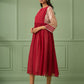 Red Cotton Silk Maxi Dress