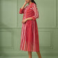 Red Cotton Stripe Jacket Dress